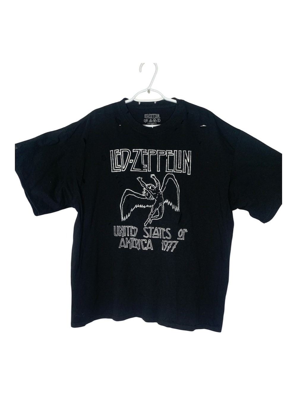 Led Zeppelin Black Cotton Distressed Graphic Band Tee XXL